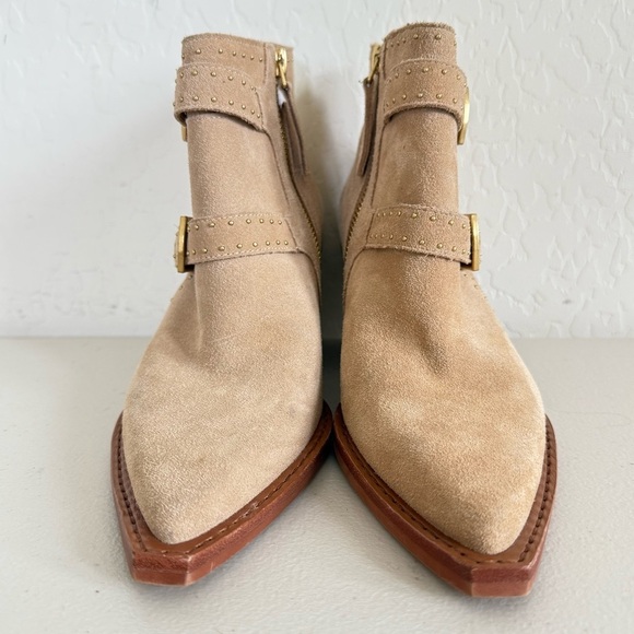 DOLCE VITA RONNIE Western Buckled Camel Suede Booties Women’s Size 6 - Picture 6 of 11